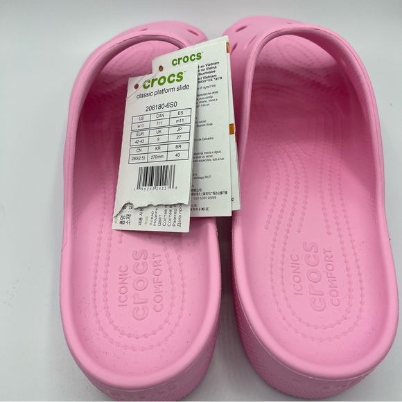 Crocs Classic Platform Slide Flamingo Pink Women Casual Sandal Slipper US W11 - Picture 6 of 9